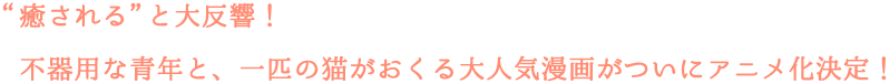 “癒される”と大反響!不器用な青年と、一匹の猫がおくる大人気漫画がついにアニメ化決定!